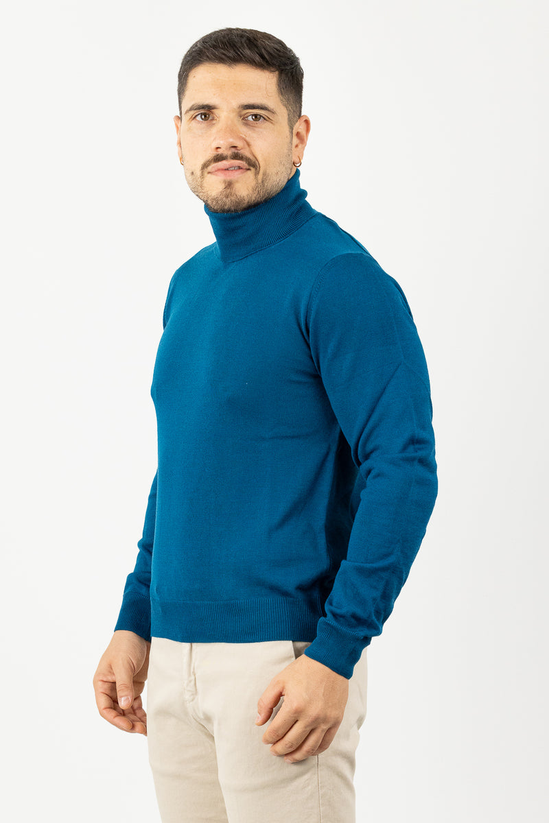 Maglione a Collo Alto Bianco con treccia - Maglioni uomo online Maglione a Collo Alto Bianco con treccia - Maglioni uomo online