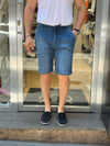 BERMUDA UOMO JEANS CHAMBRAY TASCA AMERICA PINCES MADE IN ITALY