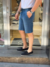 BERMUDA UOMO JEANS CHAMBRAY TASCA AMERICA PINCES MADE IN ITALY