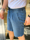 BERMUDA UOMO JEANS CHAMBRAY TASCA AMERICA PINCES MADE IN ITALY