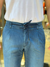 BERMUDA UOMO JEANS CHAMBRAY TASCA AMERICA PINCES MADE IN ITALY