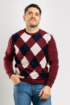 MAGLIA UOMO GIROCOLLO MAGLIONCINO A ROMBI MISTO CASHMERE