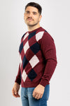 MAGLIA UOMO GIROCOLLO MAGLIONCINO A ROMBI MISTO CASHMERE