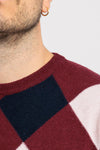 MAGLIA UOMO GIROCOLLO MAGLIONCINO A ROMBI MISTO CASHMERE
