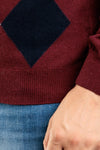 MAGLIA UOMO GIROCOLLO MAGLIONCINO A ROMBI MISTO CASHMERE