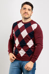 MAGLIA UOMO GIROCOLLO MAGLIONCINO A ROMBI MISTO CASHMERE