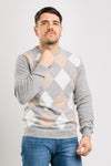 MAGLIA UOMO GIROCOLLO MAGLIONCINO A ROMBI MISTO CASHMERE