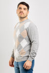 MAGLIA UOMO GIROCOLLO MAGLIONCINO A ROMBI MISTO CASHMERE