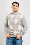 MAGLIA UOMO GIROCOLLO MAGLIONCINO A ROMBI MISTO CASHMERE