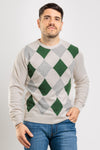 MAGLIA UOMO GIROCOLLO MAGLIONCINO A ROMBI MISTO CASHMERE