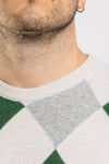 MAGLIA UOMO GIROCOLLO MAGLIONCINO A ROMBI MISTO CASHMERE