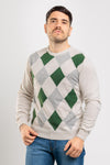 MAGLIA UOMO GIROCOLLO MAGLIONCINO A ROMBI MISTO CASHMERE