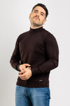 MEN'S BASIC SOLID COLOUR TURTLENECK SWEATER HALF COLLAR