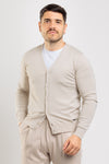 BASIC MEN'S SOLID COLOR SEMI SLIM BUTTON CARDIGAN