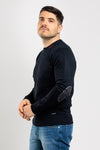 MAGLIA UOMO GIROCOLLO MAGLIONE TINTA UNITA CON PATCH OPIFICIO