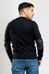 MAGLIA UOMO GIROCOLLO MAGLIONE TINTA UNITA CON PATCH OPIFICIO