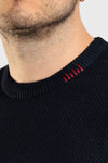 MAGLIA UOMO GIROCOLLO MAGLIONE TINTA UNITA CON PATCH OPIFICIO