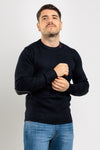 MAGLIA UOMO GIROCOLLO MAGLIONE TINTA UNITA CON PATCH OPIFICIO