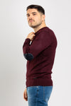 MAGLIA UOMO GIROCOLLO MAGLIONE TINTA UNITA CON PATCH OPIFICIO