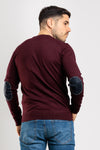 MAGLIA UOMO GIROCOLLO MAGLIONE TINTA UNITA CON PATCH OPIFICIO