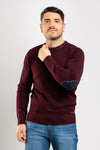 MAGLIA UOMO GIROCOLLO MAGLIONE TINTA UNITA CON PATCH OPIFICIO