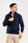 MAGLIA UOMO MEZZA ZIP MAGLIONE LANA COLLO ALTO BARULO MADE IN ITALY