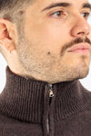 MAGLIA UOMO MEZZA ZIP MAGLIONE LANA COLLO ALTO BARULO MADE IN ITALY