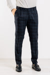 PANTALONE UOMO A QUADRI SARTORIALE MADE IN ITALY MISTO LANA CON PINCES