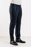 PANTALONE UOMO A QUADRI SARTORIALE MADE IN ITALY MISTO LANA CON PINCES