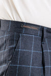 PANTALONE UOMO A QUADRI SARTORIALE MADE IN ITALY MISTO LANA CON PINCES