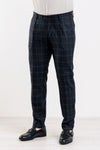 PANTALONE UOMO A QUADRI SARTORIALE MADE IN ITALY MISTO LANA CON PINCES
