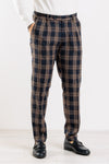 PANTALONE UOMO SARTORIALE A QUADRI MISTO LANA PINCES MADE IN ITALY