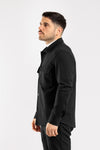 CAMICIA UOMO OVER SHIRT JERSEY PUNTO MILANO CON TASCHE MADE IN ITALY