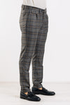 PANTALONI UOMO SARTORIALI FANTASIA QUADRI TASCA AMERICA PINCES SLIM