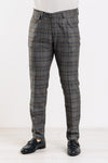 PANTALONI UOMO SARTORIALI FANTASIA QUADRI TASCA AMERICA PINCES SLIM